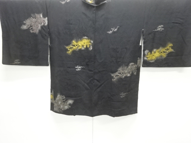 Taisho-roman woven haori with a stormy wave pattern